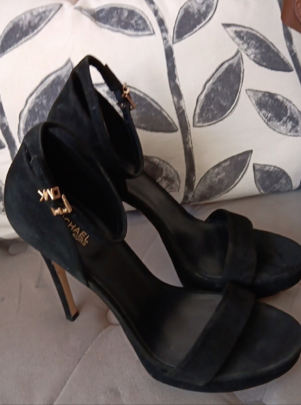 Michael Kors Black Suede Ankle-Strap Stiletto Sandals